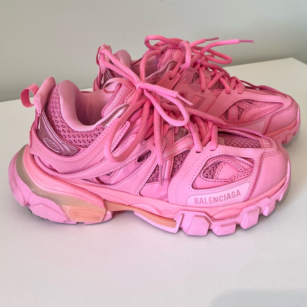 LIKE NEW Balenciaga Track Trainer Sneaker Bubblegum Pink Running Sneakers 38 8